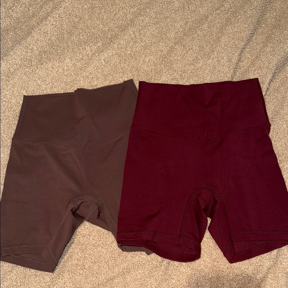 Women's High-Waisted Shorts - Brown and Burgundy